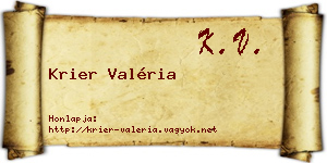 Krier Valéria névjegykártya